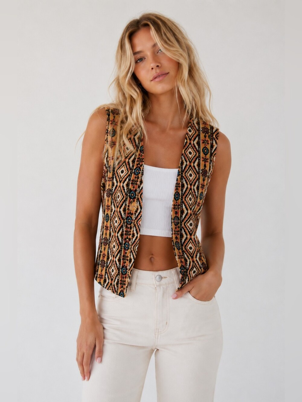 Cabin Creek Vintage Southwestern Corduroy Vest - Small